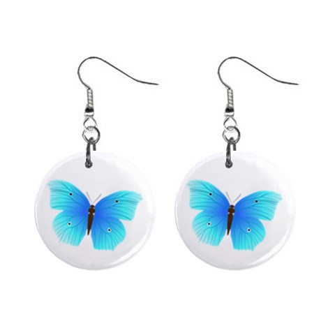 Blue Butterfly 1  Button Earrings from ArtsNow.com Front