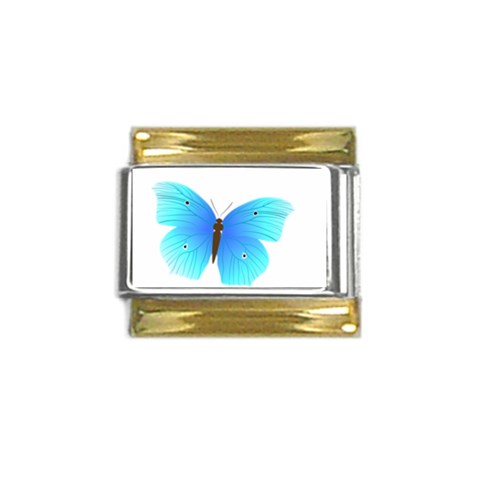 Blue Butterfly Gold Trim Italian Charm (9mm) from ArtsNow.com Front