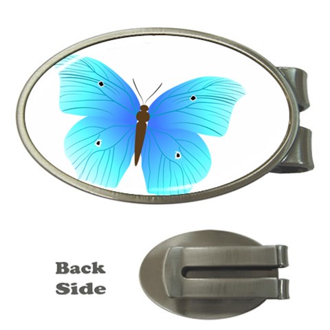 Blue Butterfly Money Clip (Oval) from ArtsNow.com Front