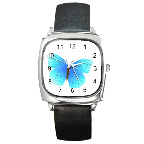 Blue Butterfly Square Metal Watch from ArtsNow.com Front