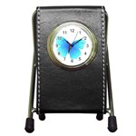 Blue Butterfly Pen Holder Desk Clock