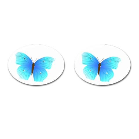 Blue Butterfly Cufflinks (Oval) from ArtsNow.com Front(Pair)
