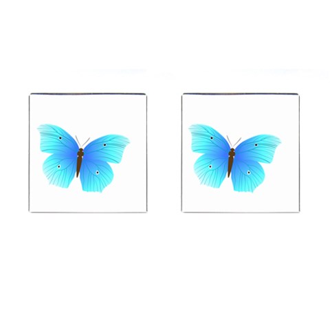Blue Butterfly Cufflinks (Square) from ArtsNow.com Front(Pair)