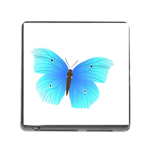 Blue Butterfly Memory Card Reader with Storage (Square) from ArtsNow.com Front