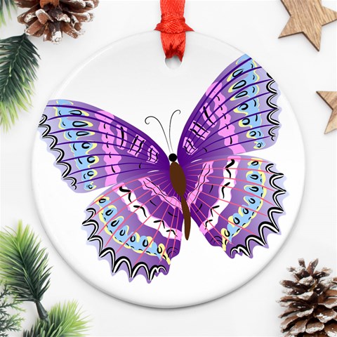 Purple Butterfly Ornament (Round) from ArtsNow.com Front