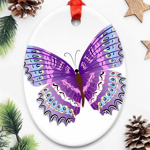 Purple Butterfly Ornament (Oval) from ArtsNow.com Front