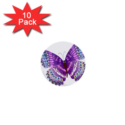 Purple Butterfly 1  Mini Button (10 pack)  from ArtsNow.com Front