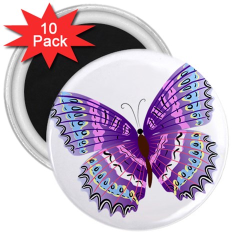 Purple Butterfly 3  Magnet (10 pack) from ArtsNow.com Front