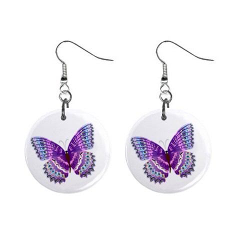 Purple Butterfly 1  Button Earrings from ArtsNow.com Front