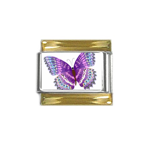 Purple Butterfly Gold Trim Italian Charm (9mm) from ArtsNow.com Front