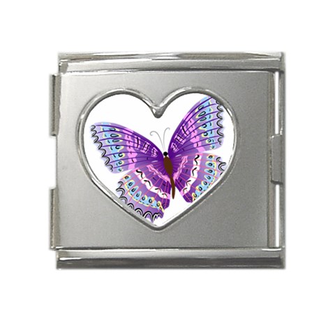 Purple Butterfly Mega Link Heart Italian Charm (18mm) from ArtsNow.com Front