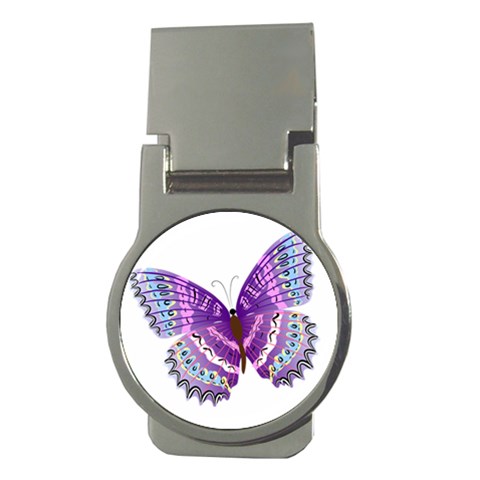 Purple Butterfly Money Clip (Round) from ArtsNow.com Front