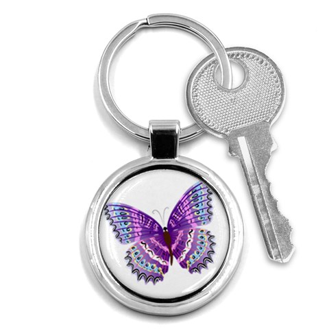 Purple Butterfly Key Chain (Round) from ArtsNow.com Front