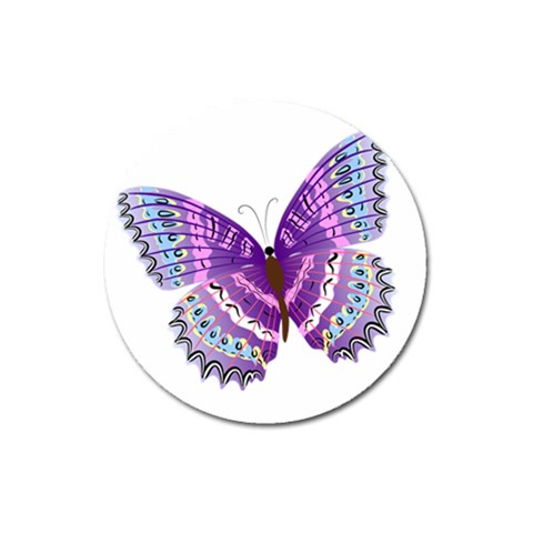 Purple Butterfly Magnet 3  (Round) from ArtsNow.com Front