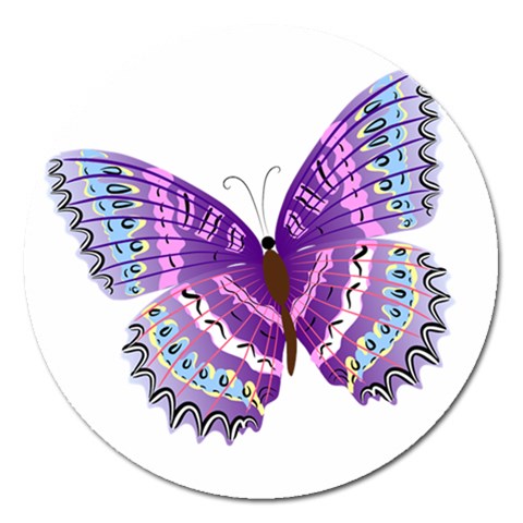 Purple Butterfly Magnet 5  (Round) from ArtsNow.com Front
