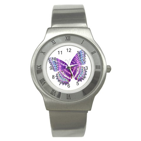 Purple Butterfly Stainless Steel Watch from ArtsNow.com Front