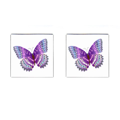 Purple Butterfly Cufflinks (Square) from ArtsNow.com Front(Pair)