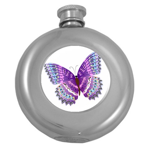 Purple Butterfly Hip Flask (5 oz) from ArtsNow.com Front