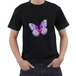 Purple Butterfly Black T-Shirt