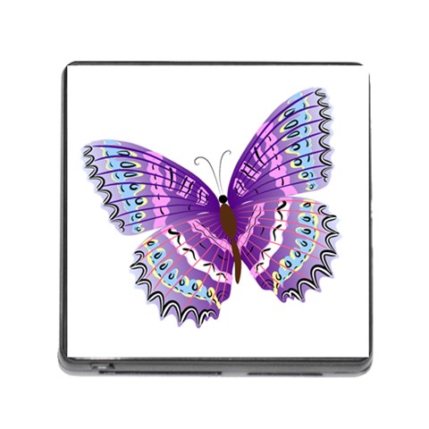 Purple Butterfly Memory Card Reader with Storage (Square) from ArtsNow.com Front
