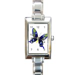 Blue Yellow Butterfly Rectangular Italian Charm Watch