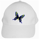 Blue Yellow Butterfly White Cap