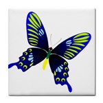 Blue Yellow Butterfly Tile Coaster