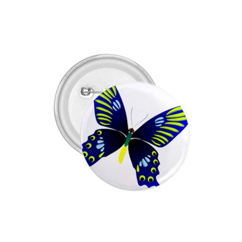 Blue Yellow Butterfly 1.75  Button from ArtsNow.com Front