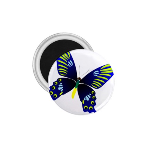 Blue Yellow Butterfly 1.75  Magnet from ArtsNow.com Front