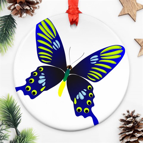 Blue Yellow Butterfly Ornament (Round) from ArtsNow.com Front