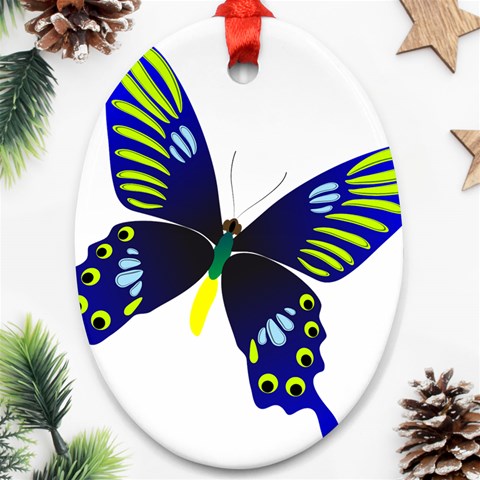 Blue Yellow Butterfly Ornament (Oval) from ArtsNow.com Front