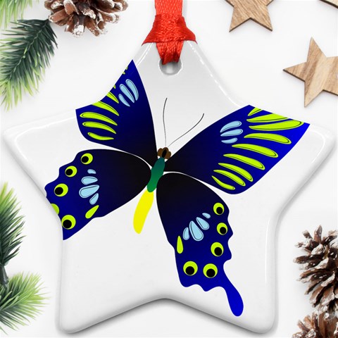 Blue Yellow Butterfly Ornament (Star) from ArtsNow.com Front