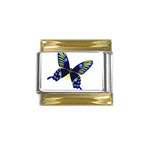 Blue Yellow Butterfly Gold Trim Italian Charm (9mm)
