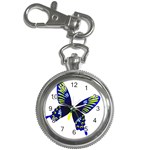 Blue Yellow Butterfly Key Chain Watch