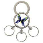 Blue Yellow Butterfly 3-Ring Key Chain