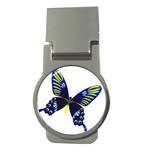 Blue Yellow Butterfly Money Clip (Round)