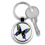 Blue Yellow Butterfly Key Chain (Round)