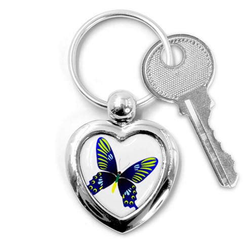 Blue Yellow Butterfly Key Chain (Heart) from ArtsNow.com Front