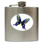 Blue Yellow Butterfly Hip Flask (6 oz)