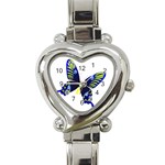 Blue Yellow Butterfly Heart Italian Charm Watch