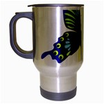 Blue Yellow Butterfly Travel Mug (Silver Gray)