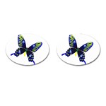 Blue Yellow Butterfly Cufflinks (Oval)