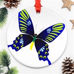 Blue Yellow Butterfly Round Ornament (Two Sides)