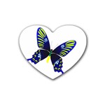 Blue Yellow Butterfly Heart Coaster (4 pack)