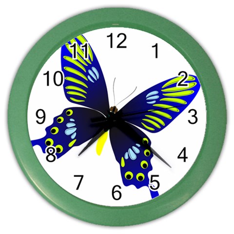 Blue Yellow Butterfly Color Wall Clock from ArtsNow.com Front