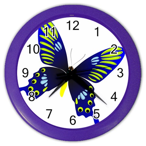 Blue Yellow Butterfly Color Wall Clock from ArtsNow.com Front