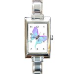 Blue and Purple Butterfly Rectangular Italian Charm Watch