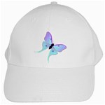 Blue and Purple Butterfly White Cap