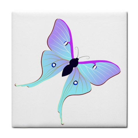 Blue and Purple Butterfly Tile Coaster from ArtsNow.com Front