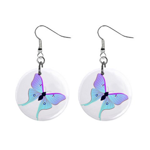 Blue and Purple Butterfly 1  Button Earrings from ArtsNow.com Front